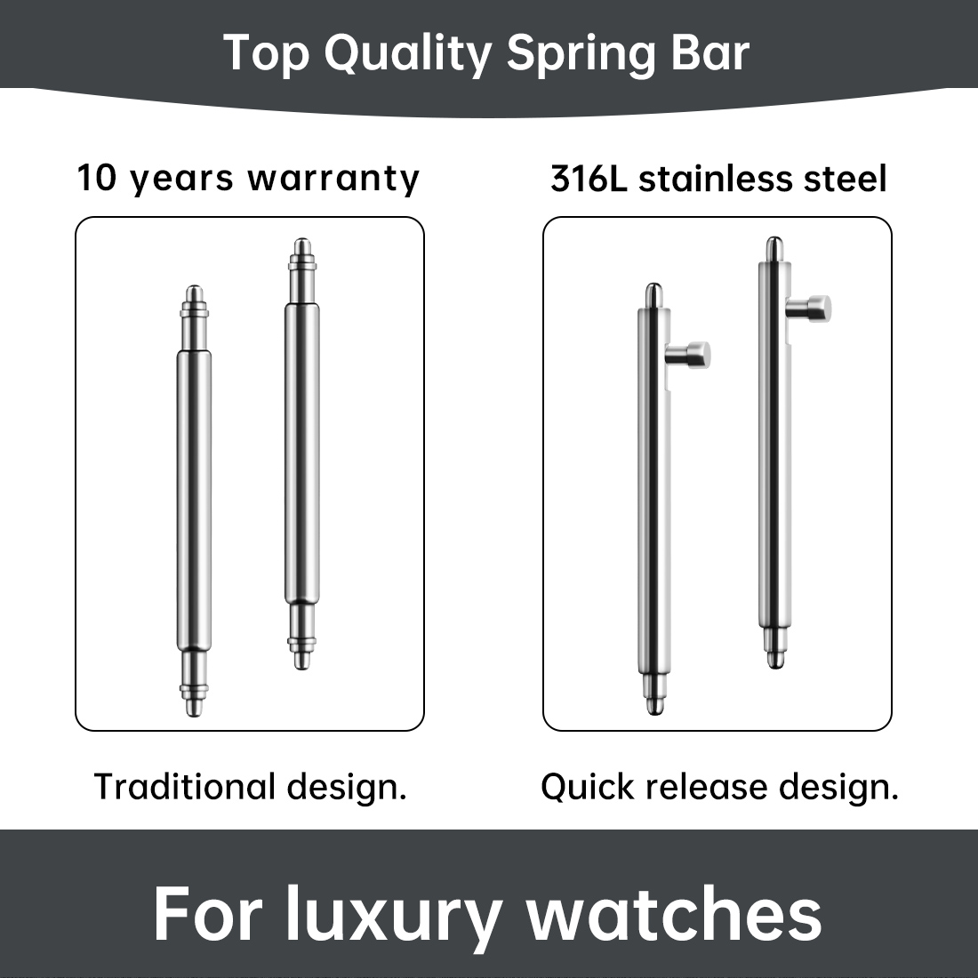 Curved Spring Bar - Maikes 316L Acero inoxidable Reloj de