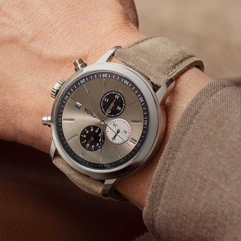 Suede Strap Watch - CILOA - Reloj cronógrafo para hombre